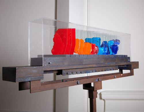 Ainslie Yule. Colour Piece, 2010. Glass/wood/pigment/steel, 104 cm(L) x 12 cm(W) x 26 cm(H). Copyright the artist. Image credit RSA.