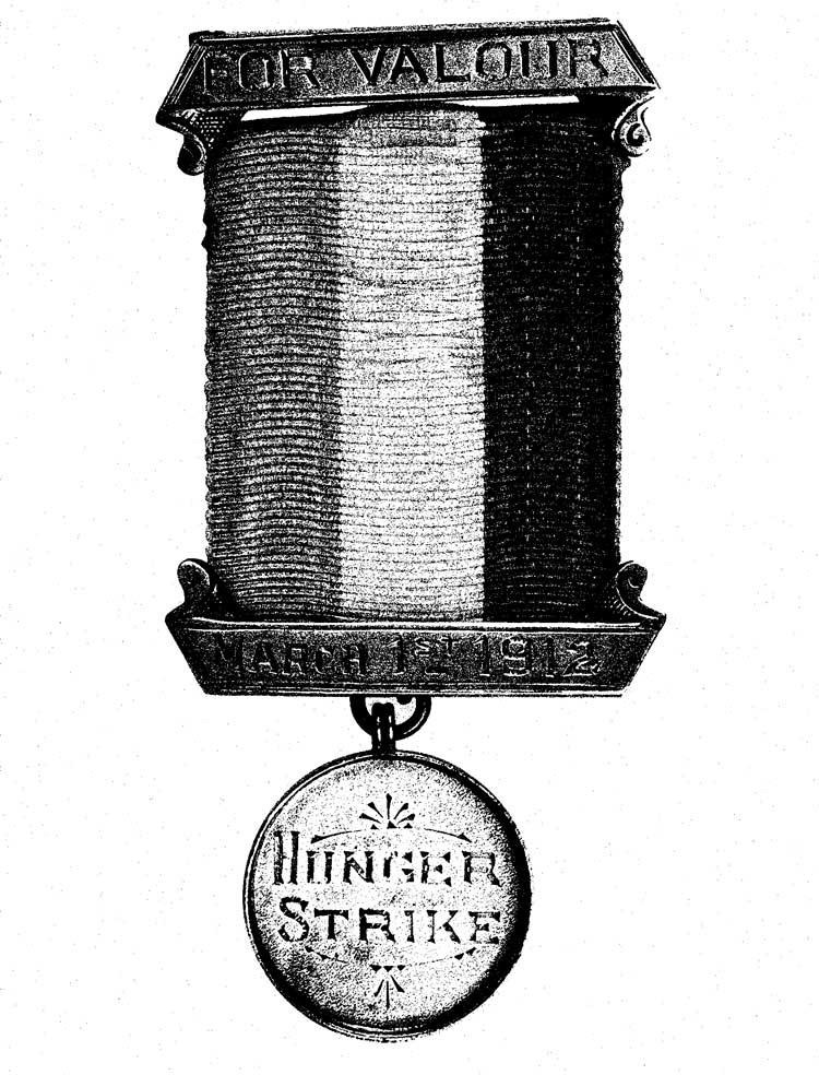 Hunger Strike Medal, designed by Sylvia Pankhurst, and presented to Emmeline Pankhurst in 1912.