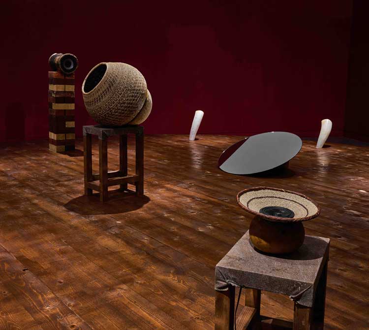 Anawana Haloba, installation view, Aberystwyth Arts Centre, Artes Mundi 11, 2025-26. Photo: Rolant Davis.