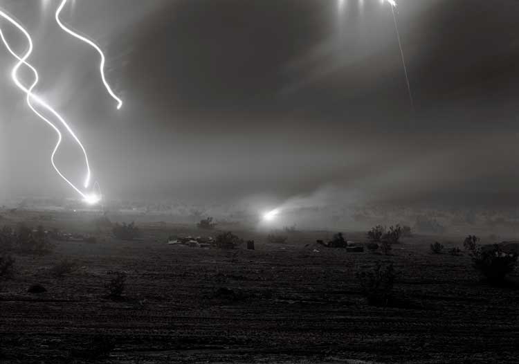 An-My Lê, Night Operations IV, from 29 Palms, 2003–4. Gelatin silver print, 26 x 37 1/2 in.
Courtesy the artist and Marian Goodman Gallery, New York.
