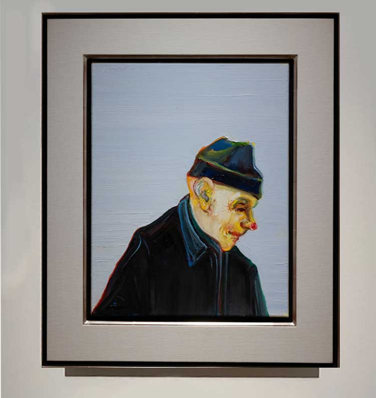 Wayne Thiebaud, One-Hundred-Year-Old Clown, 2020. Oil on canvas, 18 x 14 in. Installation view, San Francisco Museum of Modern Art. Photo: Jill Spalding.