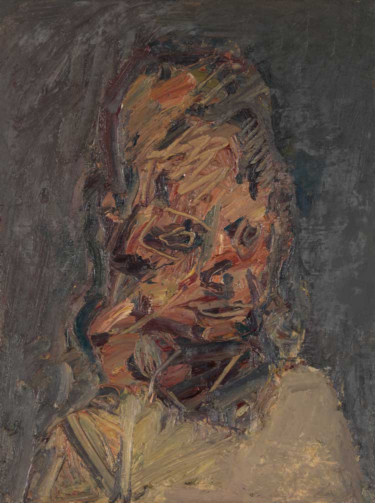 Frank Auerbach. Head of Catherine Lampert, 1998. Oil on board, 30 x 22 in (76.5 x 56 cm). Louisiana Museum of Modern Art, Humlebaek, Denmark. Acquired with support from The New Carlsberg Foundation. © The Estate of Frank Auerbach. Courtesy Michael Werner Gallery.