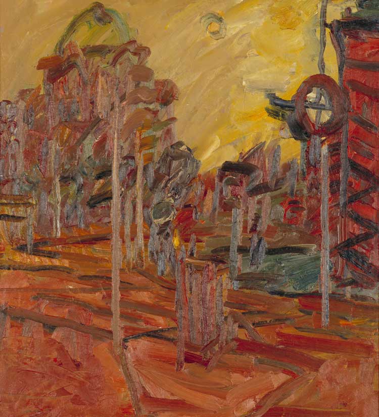 Frank Auerbach. Mornington Crescent – Early Morning, 1999. Oil on canvas, 50 x 45 1/4 in (127 x 115 cm). Louisiana Museum of Modern Art, Humlebaek, Denmark. Acquired with support from The New Carlsberg Foundation. © The Estate of Frank Auerbach. Courtesy Michael Werner Gallery.