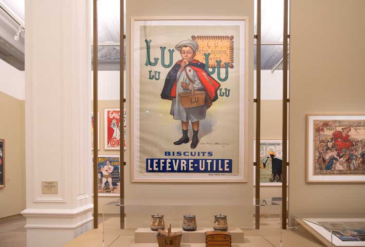 Firmin Bouisset Firmin Bouisset (1859–1925),  poster for the biscuits brand Lefèvre-Utile (LU). Section Advertising for Everything and Everyone, Art is in the Street, Musée d'Orsay, 2025. Photo © Musée d'Orsay / Allison Bellido Espichan.