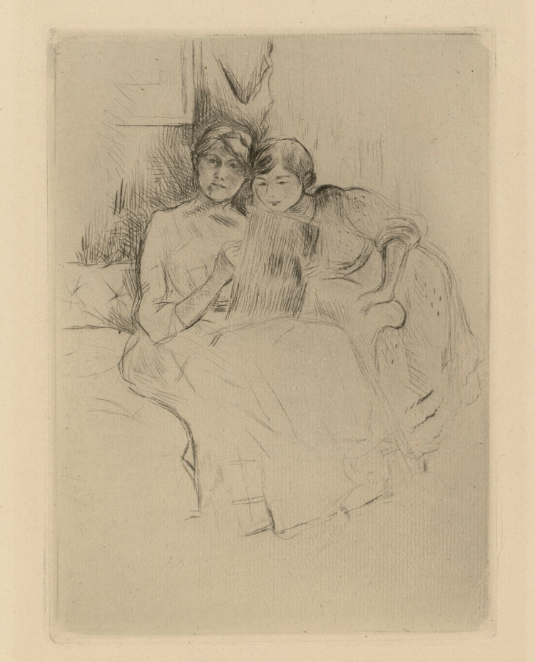 Berthe Morisot, Berthe Morisot drawing with her daughter, 1889.  Drypoint. © Staatliche Museen zu Berlin, Museum of Prints and Drawings / Dietmar Katz.