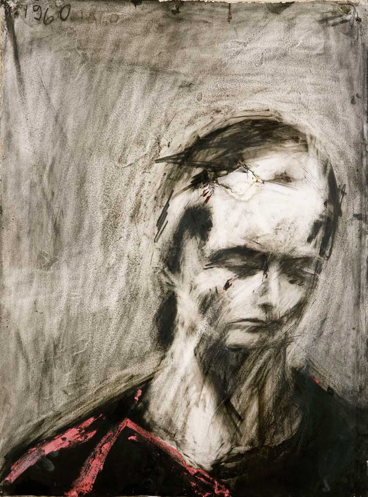 Frank Auerbach, Head of Julia II, 1960. Charcoal and chalk on paper. Private collection. © the artist, courtesy of Frankie Rossi Art Projects, London.