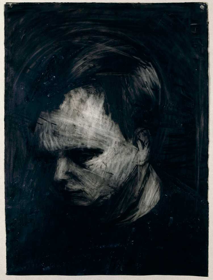 Frank Auerbach, Head of Leon Kossoff, 1956-57. Charcoal and chalk on paper. Private collection. © the artist, courtesy of Frankie Rossi Art Projects, London.