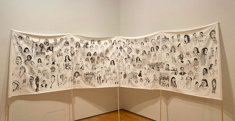 Carolina Caycedo, My Female Lineage of Environmental Struggle (2018 to present), installation view, Artes Mundi 10, Oriel Davies Gallery, Newtown.