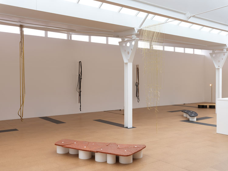 Leonor Antunes, The Apparent Length of a Floor Area, installation view, Fruitmarket, Edinburgh, 2023. Courtesy the artist, kurimanzutto, Mexico City / New York and Marian Goodman Gallery. Photo: Nick Ash.