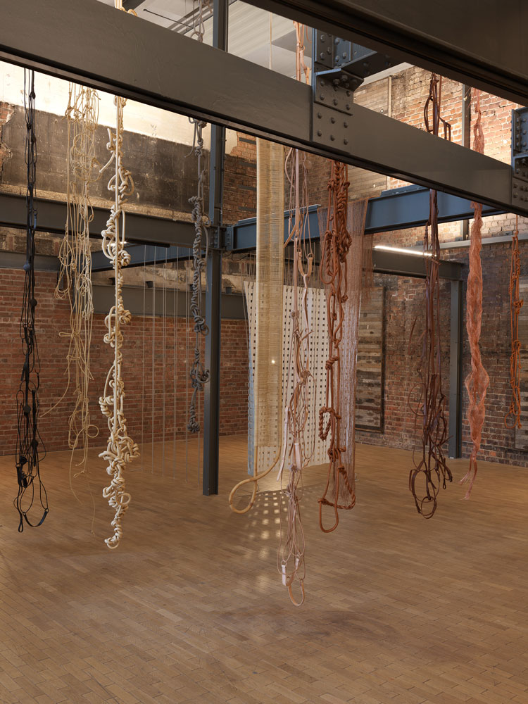 Leonor Antunes, The Apparent Length of a Floor Area, installation view, Fruitmarket, Edinburgh, 2023. Courtesy the artist, kurimanzutto, Mexico City / New York and Marian Goodman Gallery. Photo: Nick Ash.