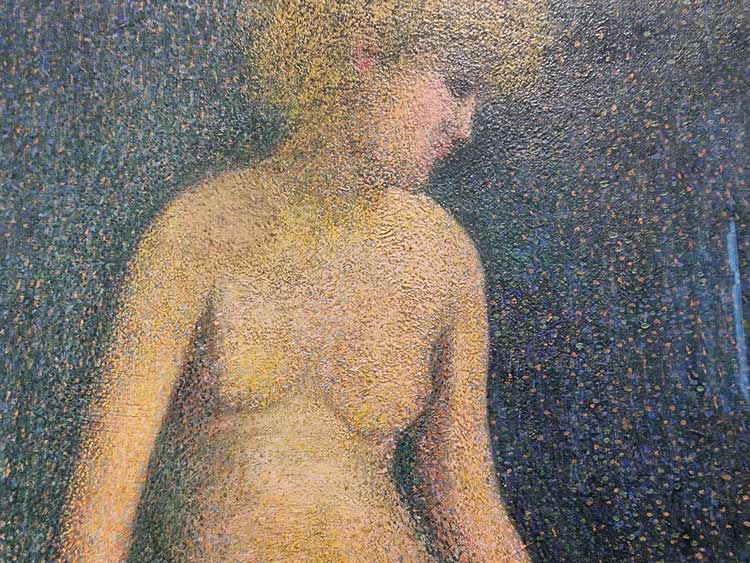 Detail of a fake painting purchased by Samuel Courtauld as a genuine work by Georges Seurat. Photo: Juliet Rix.
