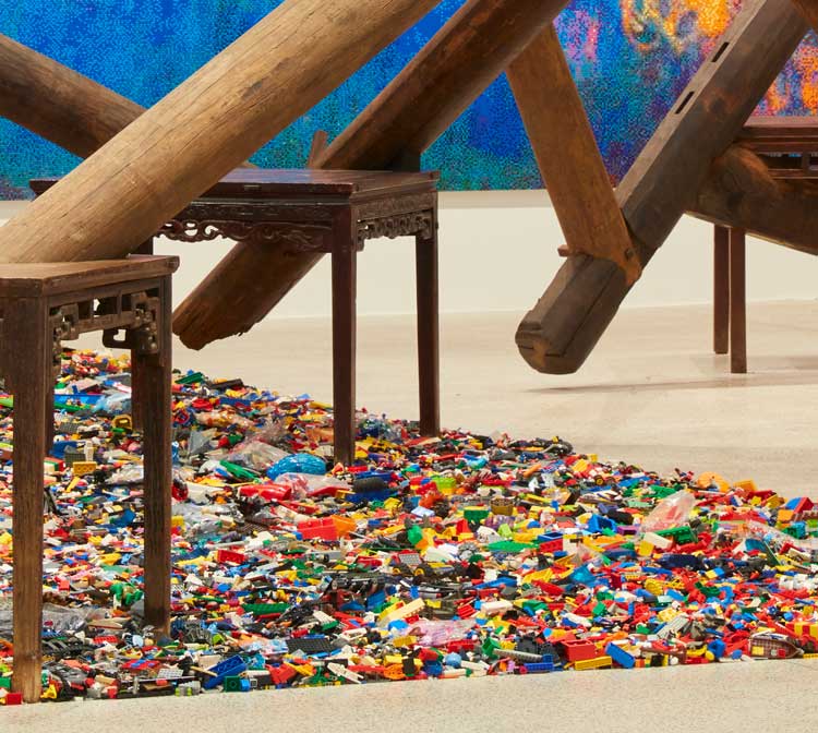 Ai Weiwei, Untitled (Lego incident), 2015 (detail). Installation view, Ai Weiwei: Making Sense, The Design Museum, London 2023. Photo: Ed Reeve.