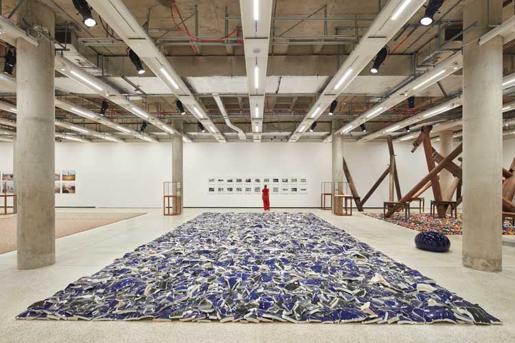 Ai Weiwei, Left Right Studio Material, 2018 (foreground). Installation view, Ai Weiwei: Making Sense, The Design Museum, London 2023. Photo: Ed Reeve.