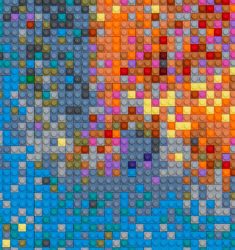Ai Weiwei, Water Lilies #1, 2022 (detail). Lego bricks. Photo © Ela Bialkowska/OKNO studio. © Image courtesy of the artist and Galleria Continua.