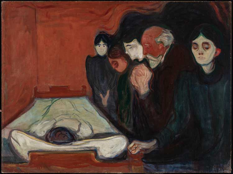 Edvard Munch. The Death Bed (Ved dødssengen), 1895. Oil on canvas, 90 x 120.5 cm. KODE Bergen Art Museum. © Dag Fosse/KODE.