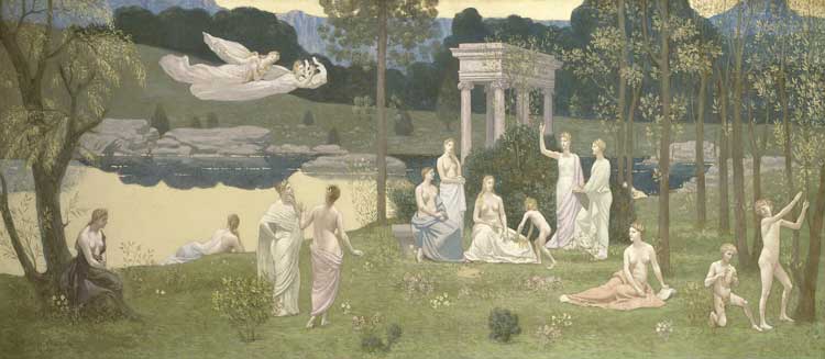 Pierre-Cécile Puvis de Chavannes, The Sacred Grove (Le Bois sacré), 1884/9. Oil on canvas, 93 x 231 cm. © The Art Institute of Chicago.