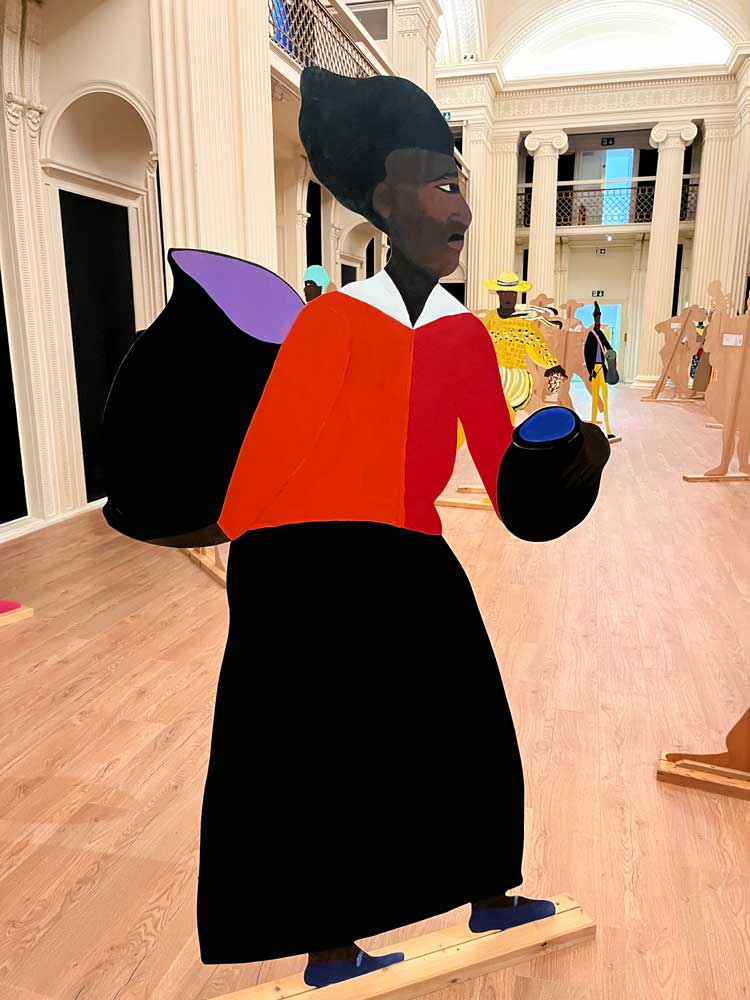 Lubaina Himid, Naming the Money, installation view, Talbot Rice Gallery, 2023. Photo: Veronica Simpson.