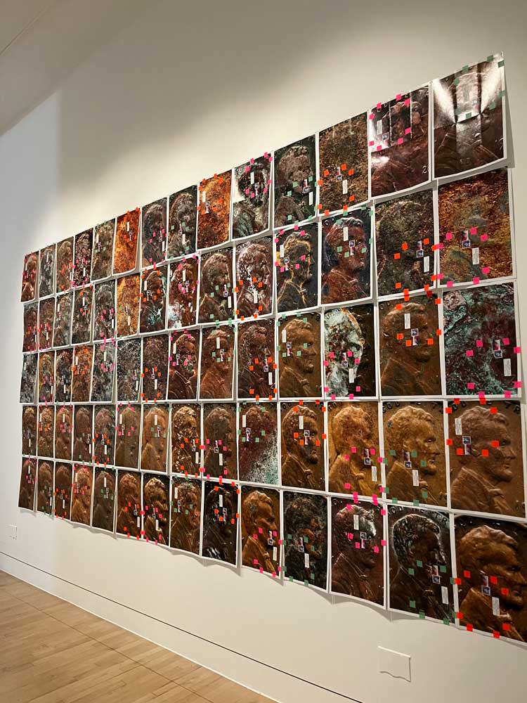 Moyra Davey. Copperheads No. 401-407, Janis J. Portikus, 1990-2017. Installation view, Talbot Rice Gallery, 2023. Photo: Veronica Simpson.