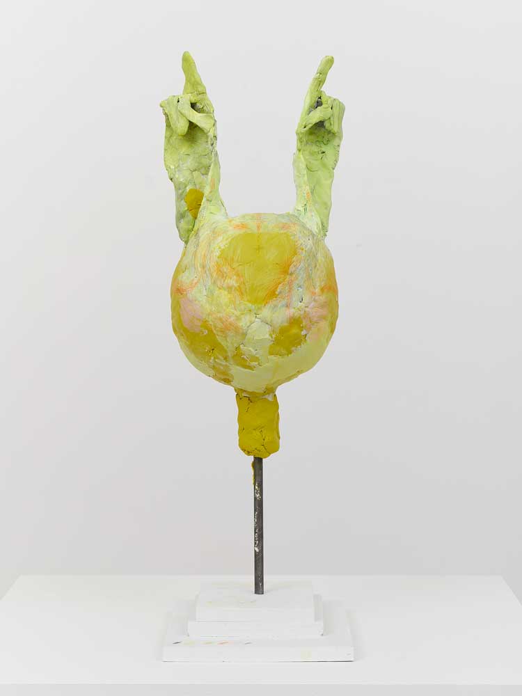 David Altmejd. Rising, 2022. Expanding foam, epoxy, acrylic paint, latex paint, coloured pencil, pencil, steel and wood, 77.7 x 24.1 x 33 cm (30 9/16 x 9 1/2 x 13 in). © the artist. Photo: © White Cube (David Westwood).
