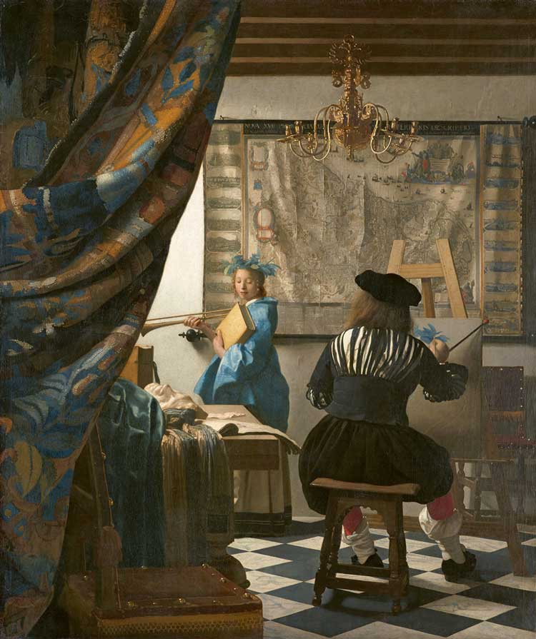 Page 188. Johannes Vermeer, The Art of Painting, 1666–8. Oil on canvas, 120 x 100 cm (47 1/4 x 39 3/8 in).  Kunsthistorisches Museum, Vienna.