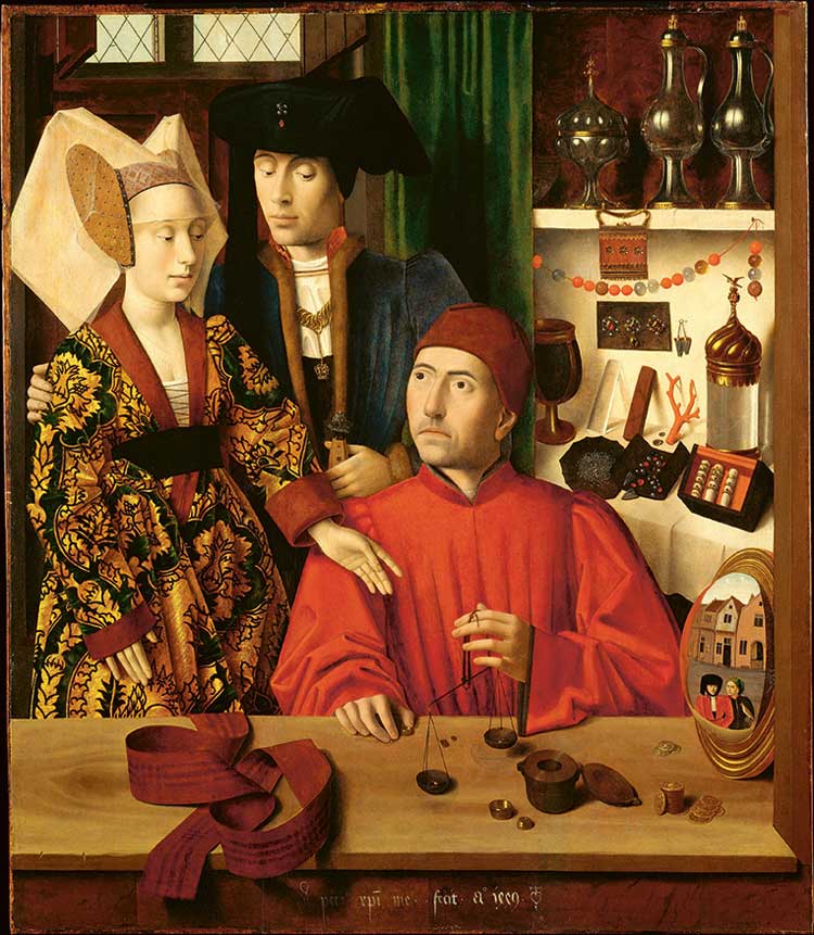 Page 63. Petrus Christus, A Goldsmith in his Shop, 1449. Oil on panel, 100.1 x 85.8 cm (39 3/8 x 33 3/4 in). The Metropolitan Museum of Art, New York. Robert Lehman Collection, 1975.