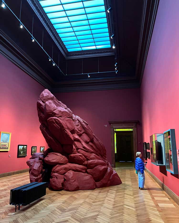 One of Christophe Coppens' interventions in the Horizon-themed room of landscape paintings. Photo: Veronica Simpson.
