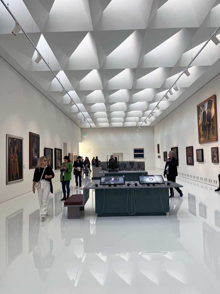 Top floor gallery showing dramatic triangular lightwells. Photo: Veronica Simpson.