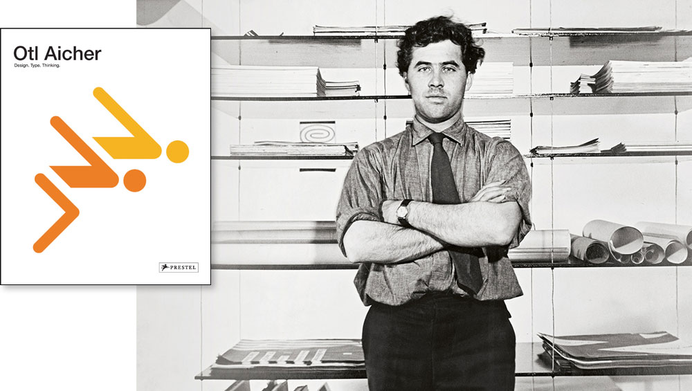 Otl Aicher: Design. Type. Thinking; Otl Aicher in his Ulm studio, 1953. HfG-Archiv /Museum Ulm.