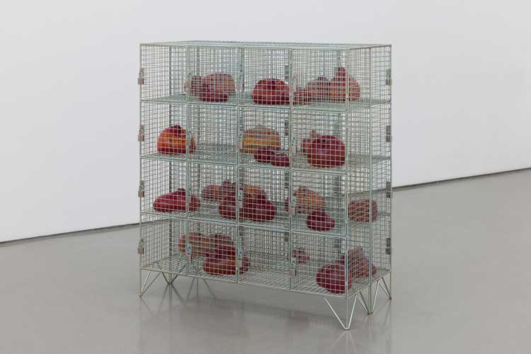Mona Hatoum, Cells, 2014. Zinc plated steel and glass. Installation view of A State of Matter: Modern and Contemporary Glass Sculpture on display at the Henry Moore Institute 18 February - 5 June 2022. Photo: Rob Harris.