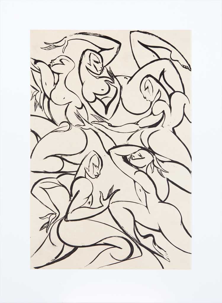 Tunji Adeniyi-Jones. Five Virtues, 2021. Sugar-lift aquatint on paper, plate size: 73.7 x 48.3 cm (29 x 19 in); paper size: 92.7 x 66 cm (36 1/2 x 26 in). © the artist. Courtesy White Cube.