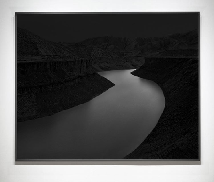 Adam Katseff. River XVIII, 2014. Lacquered pigment ink print. Installation view, The Armory Show 2021. Photo: Jill Spalding.