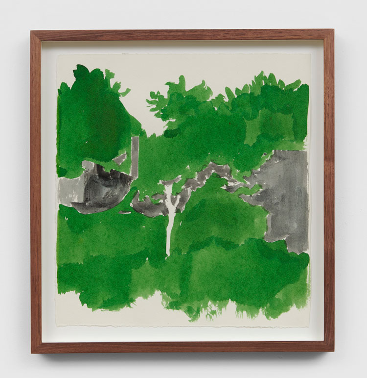 Hurvin Anderson. Study for Jungle Garden 3, 2019. Ink on cartridge paper, 33.4 x 31.2 cm
(13 1/8 x 12 1/4 in). © Hurvin Anderson. Courtesy the artist and Thomas Dane Gallery. Photo: Ben Westoby.