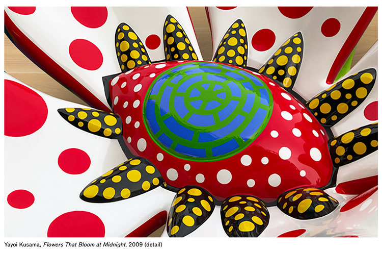 Yayoi Kusama. Flowers That Bloom at Midnight, 2009 (detail). Art Basel Miami Beach, OVR2020, screenshot.
