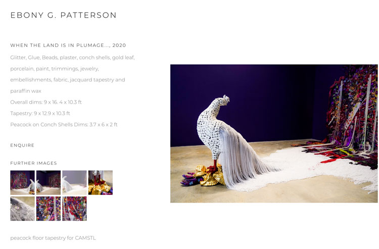Ebony G Patterson, When the Land is in Plumage..., 2020. Monique Meloche, Art Basel Miami Beach, OVR2020, screenshot.