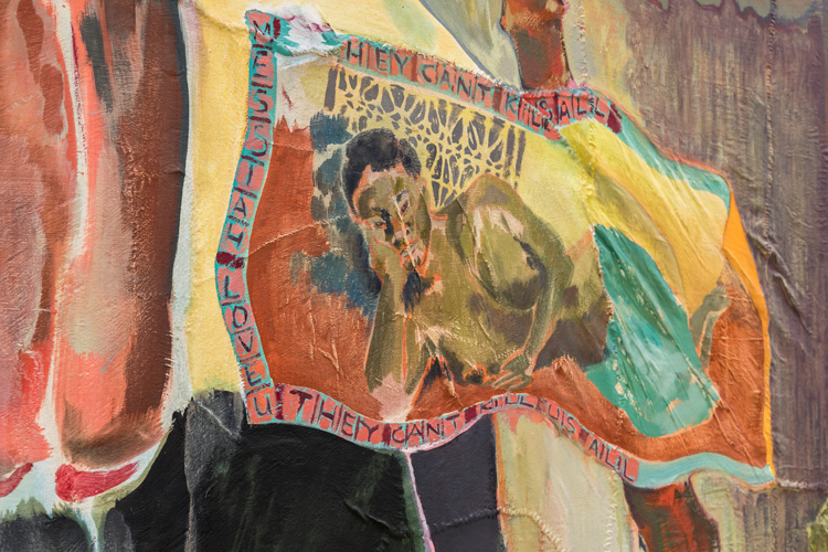 Michael Armitage. The promised land, 2019 (detail). Installation view, Paradise Edict, Haus der Kunst, Munich, 2020. Photo: Markus Tretter.