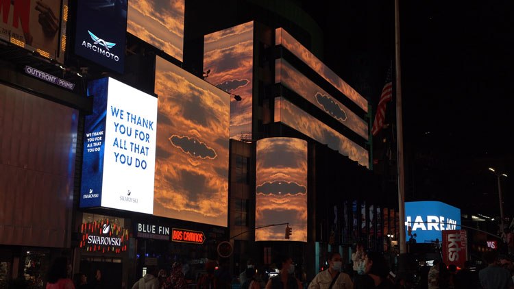 Times Square Midnight Moment: Kambui Olujimi, In Your Absence the Skies Are All the Same, 2020. Photo: Tatyana Tenenbaum, Courtesy Times Square Arts.