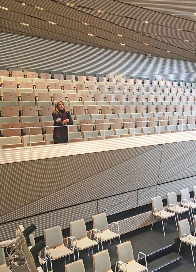 Christina Seilern on the balcony, Andermatt Concert Hall. Photo: Veronica Simpson.