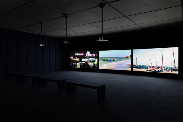 John Akomfrah, The Unfinished Conversation, 2012. Ballasts of Memory installation view, BALTIC Centre for Contemporary Art 2019. Photo: Rob Harris © 2019 BALTIC. Courtesy of the artist, Smoking Dogs Films and Lisson Gallery.