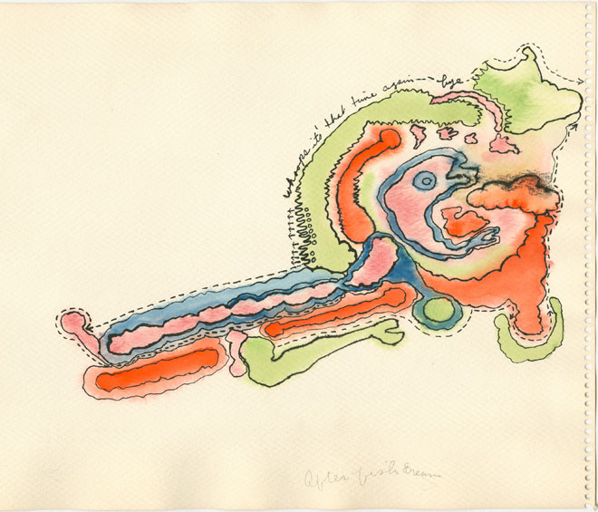 Ida Applebroog. Mercy Hospital, 1969. Ink and watercolour on paper, 35.6 x 27.9 cm (14 x 11 in). © Ida Applebroog. Courtesy the artist and Hauser & Wirth. Photograph: Emily Poole.