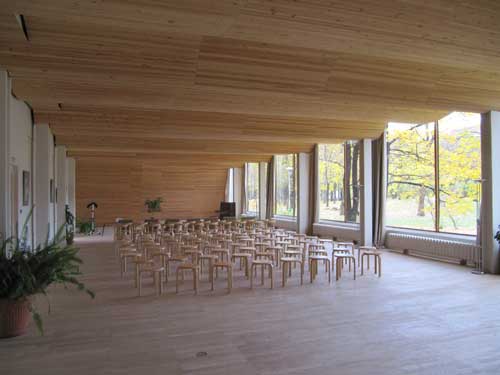 Alvar Aalto. Viipuri Library. Restored undulating timber ceiling of the Lecture Hall.
