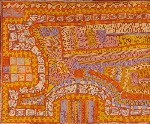 Patrick Tjungurrayi.
PT 0810146,
painted at Kiwirrkura 2008.
Acrylic on Belgian linen
183 x 153 cm.
Provenance:
Papunya Tula Artists Pty Ltd,
Scott Livesey Galleries.
Copyright © Papunya Tula Artists Pty Ltd.
