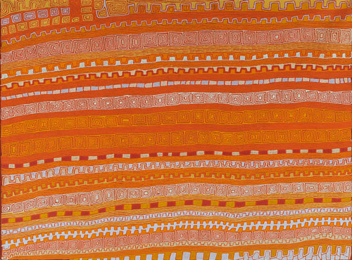 Patrick Tjungurrayi.
PT 0805047,
painted at Kiwirrkura 2008.
Acrylic on Belgian linen
244 x 183 cm.
Provenance:
Papunya Tula Artists Pty Ltd,
Scott Livesey Galleries.
Copyright © Papunya Tula Artists Pty Ltd.
