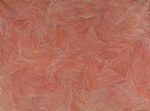 Warlimpirrnga Tjapaltjarri.
WT 0901073, painted at Kiwirrkura 2009.
Acrylic on Belgian linen
244 x 183 cm.
Provenance:
Papunya Tula Artists Pty Ltd,
Scott Livesey Galleries.
Copyright © Papunya Tula Artists Pty Ltd.