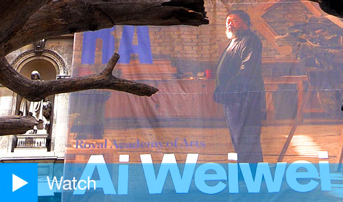 Ai Weiwei at the Royal Academy of Arts, London. The first major institutional survey of his work ever held in the UK. September 2015.
Photograph: Martin Kennedy.