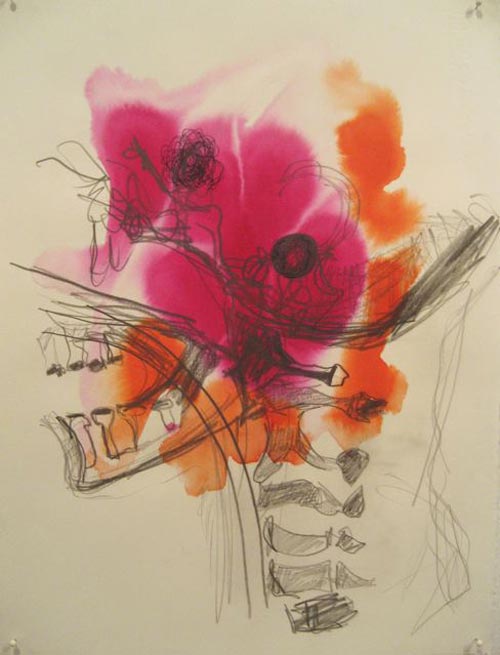 Susan Aldworth. Between Function and Structure, 2005. Acrylic inks on paper, 38 x 26 cm