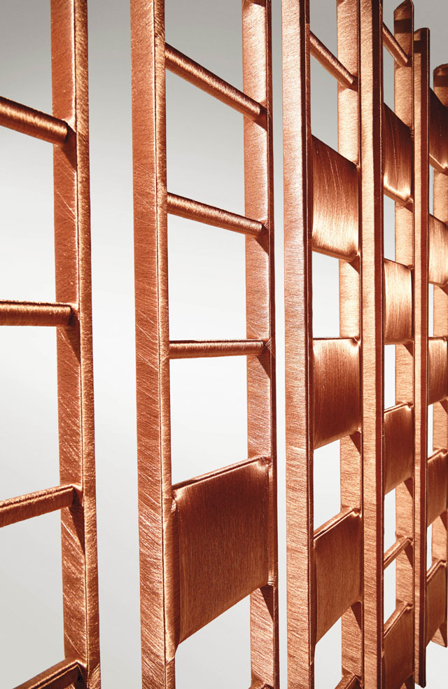 Alice Anderson. Ladders, 2014 (detail). Copper wire, 300 x 30 cm. Photograph © Matt Holyoke.