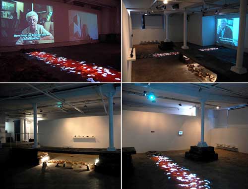 Anita Glesta. GERNIKA/GUERNICA (multiple views), 2007. Multi Channel Installation at White Box, NY (Composite).  Photo by Sacha Lecce.
