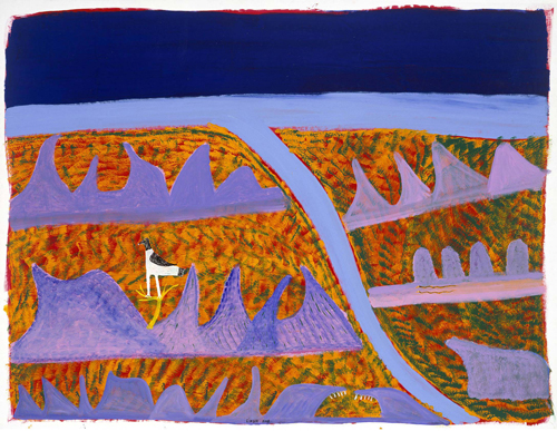 Ginger Riley Munduwalawala. Ngak Ngak and the ruined city, 1998. Synthetic polymer paint on canvas, 193 x 249.3 cm.