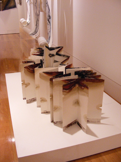 Helen Geier. Seed Pods II, 2008. Paper, gesso, watercolour. 450 cm x 31 cm.