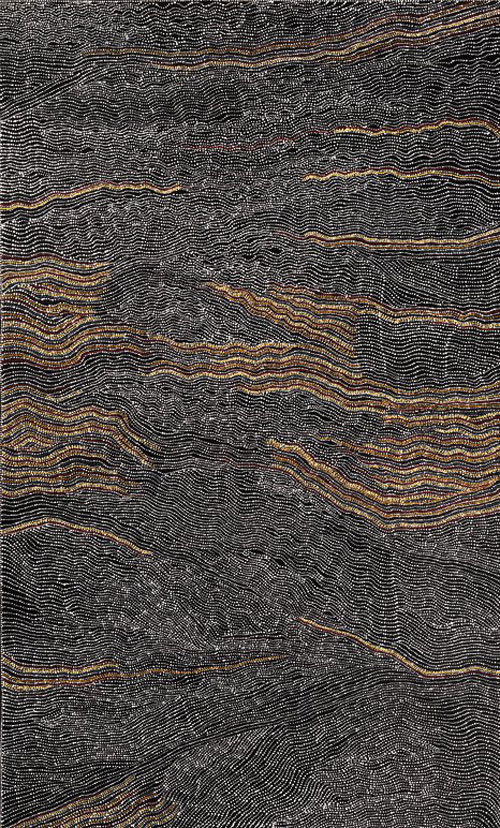 Dorothy Napangardi. Sandhills of Mina Mina, 2000. Synthetic polymer paint on canvas, 198 x 122 cm. National Gallery of Australia, Canberra. Purchased 2001. © Dorothy Napangardi. Licensed by Viscopy/DACS